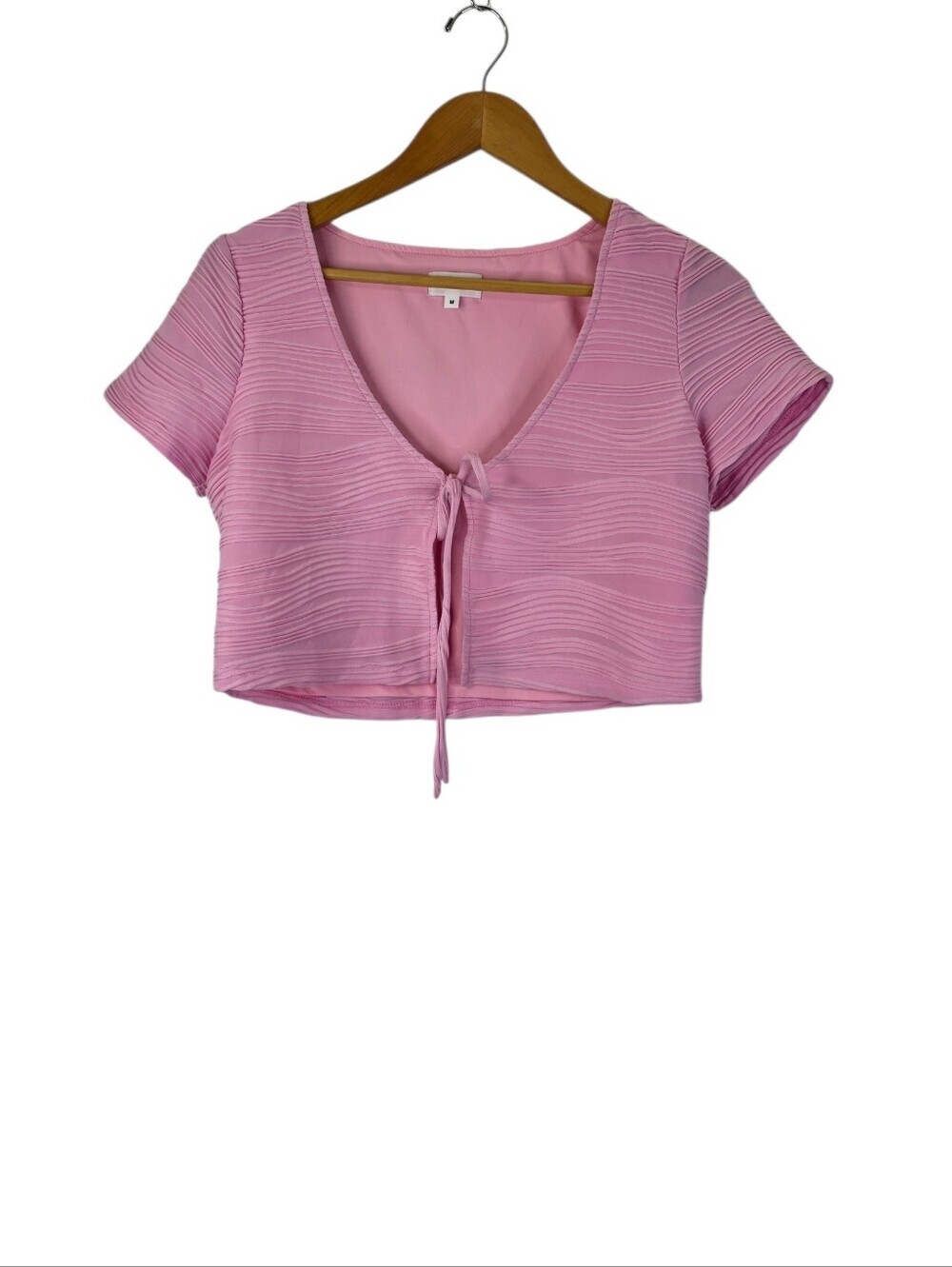 Superdown Women's Melissa Ruched Top  Baby Pink Size Medium Bust Tie Closure